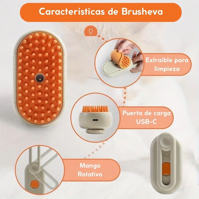 Cepillo de Vapor 3 en 1 BRUSHEVA + 2 Rodillos Quitapelusas (GRATIS)